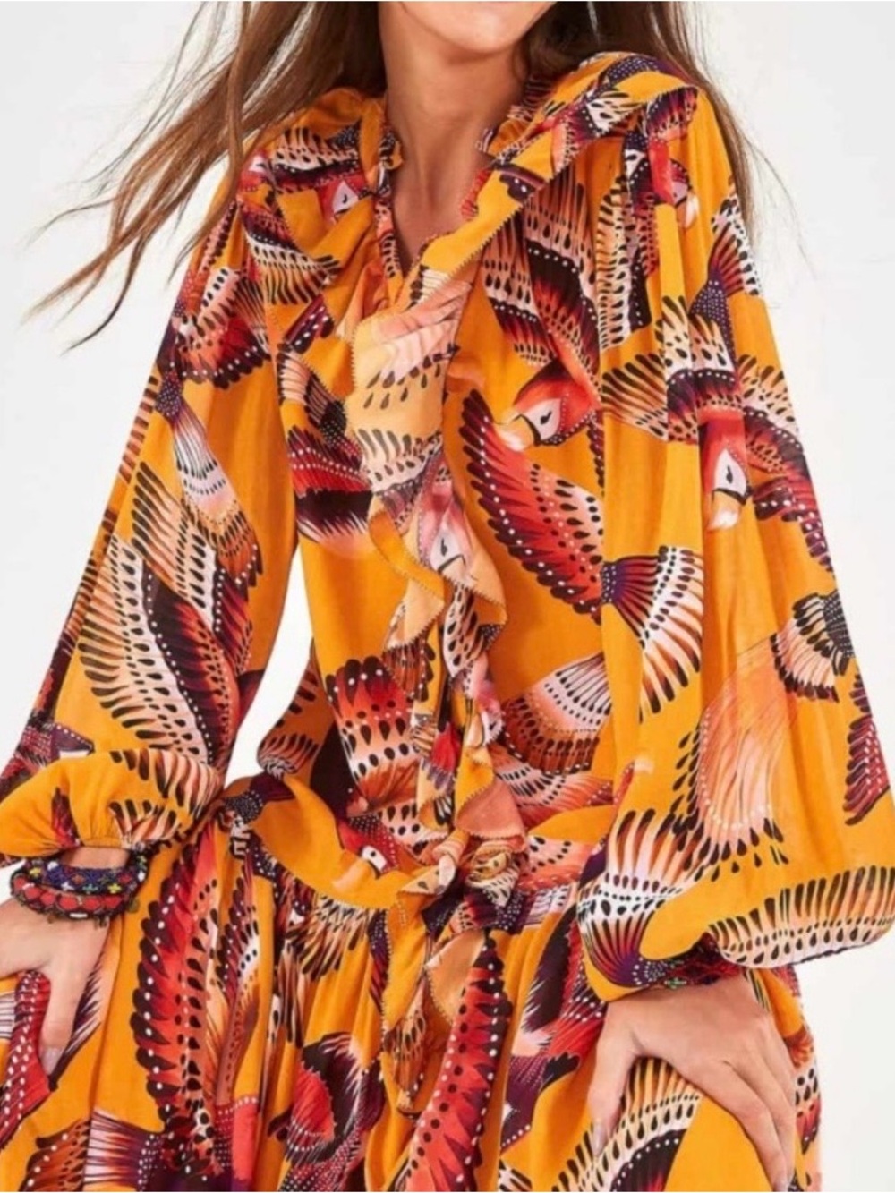 FARM Rio Orange Bird-Print Maxi Dress - Picture 2 of 16